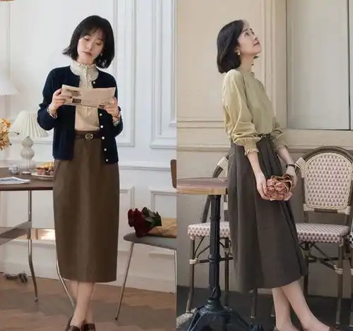 今年衬衫半身裙这样搭,既利落又高级,还很有温柔女人味