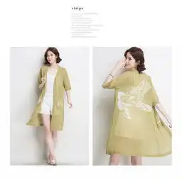 2018夏季新款女装中长款印花针织衫开衫s8560