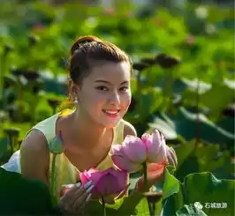 石城莲乡花绽放,美女荷花相映红
