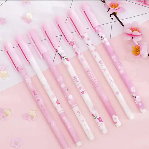 樱花笔中性笔可爱韩版简约黑色0.5ins少女心笔抖音网红学霸创意笔
