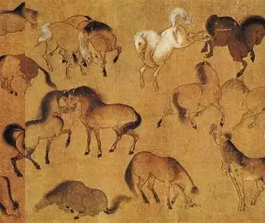 元人画百马图卷