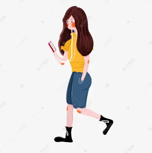 长发小美女戴耳机设计图素材图片免费下载千库网