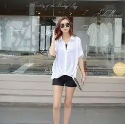 韩网模特街拍示范,早秋白衬衫怎么穿才美丽