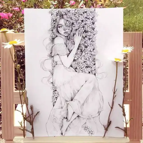 绘画欣赏闪闪发光的皮肤质感,唯美人物少女插画