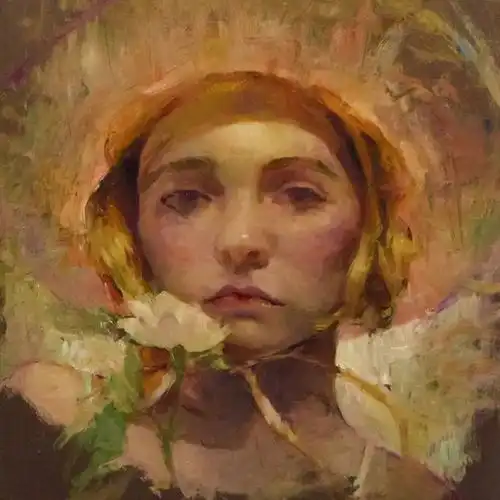 美女配花,这才是油画正确的打开方式