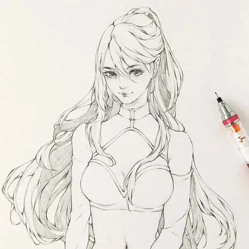 手绘动漫女孩头像线稿素材参考