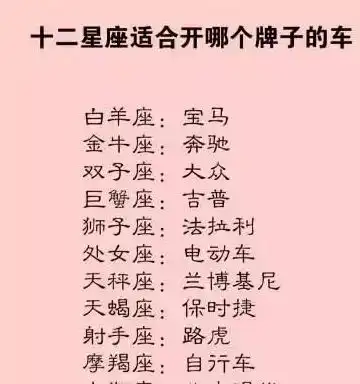 十二星座适合开哪个牌子的车,十二星座男怕老婆程度