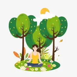 卡通插画风森林中做瑜伽的女孩图片素材其他格式下载动漫人物大全