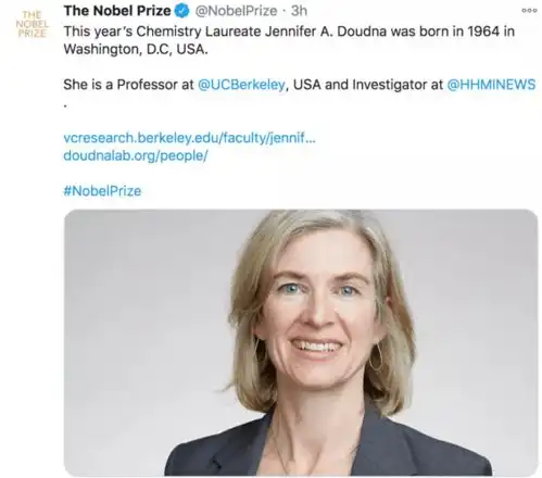 女科学家获2020年诺贝尔化学奖,她们开发了基因剪刀
