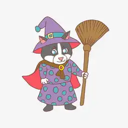 万圣节女巫小猫咪手绘小清新图片素材其他格式下载动漫人物大全