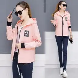图荣时尚短款外套女2018秋季新款韩版修身长袖连帽夹克