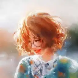 她用插画元素,融入油画里,画出了初恋女孩的样子