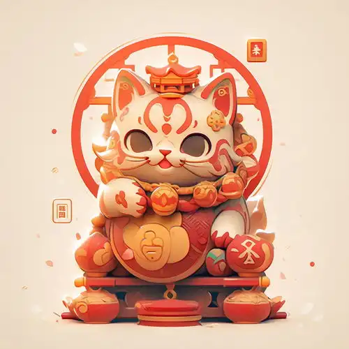 红色喜庆卡通招财猫素材图片海报设计下载请至来源处