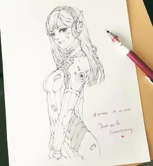手绘动漫女孩头像线稿素材参考