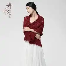 针织镂空开衫女蝙蝠短袖