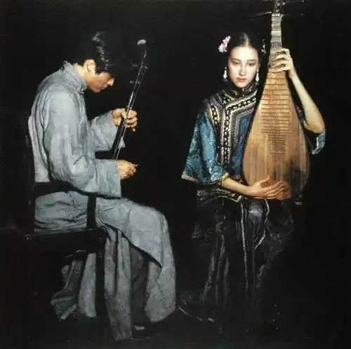 陈逸飞笔下,音乐女子水乡