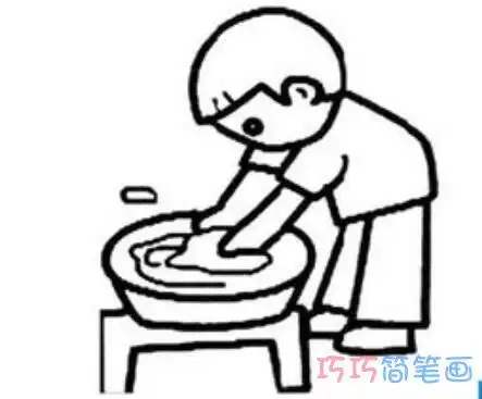 怎么画做家务洗衣服的小男孩小男孩的画法简笔画图片