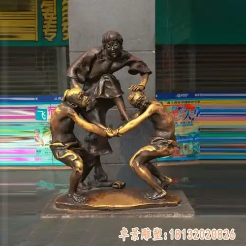 广场采茶小品铜雕商场青铜小品雕塑图片