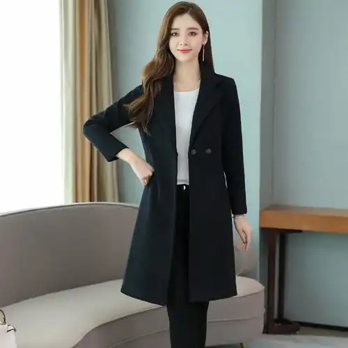 金凤呢大衣女中长款2019秋冬新款减龄时尚过膝盖韩版呢子外套女