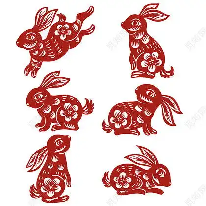中秋春节节日喜庆可爱传统窗花剪纸兔年兔子元素兔年新年兔子中秋2022最新素材免扣源文件