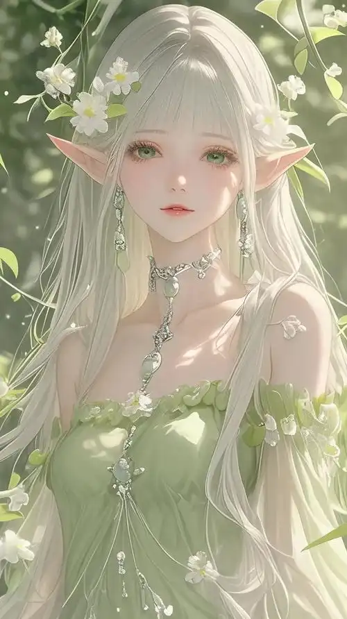 美女壁纸森林物语,绝美绿姬