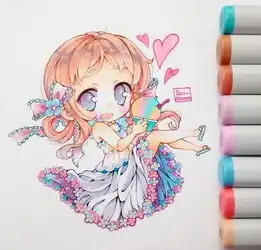 初学者的福利学动漫马克笔上色,从q版卡通萌漫少女
