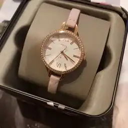fossil化石女表石英表真皮表带表圈带水钻