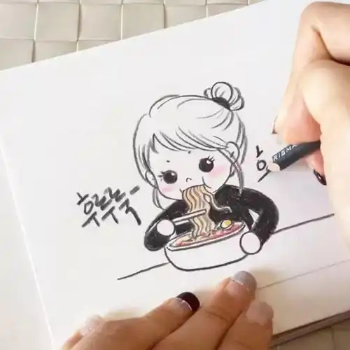 100张人物彩铅简笔画,超萌小清新,小伙伴们收图吧
