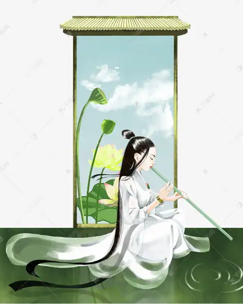 古风吹笛子少女素材图片免费下载千库网