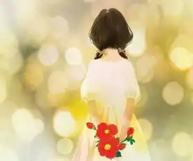 动漫女生站着手上拿了一束花