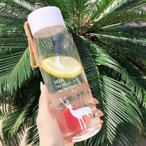 防摔塑料水杯女学生韩版可爱杯子女ins家用茶杯随手杯网红高颜值