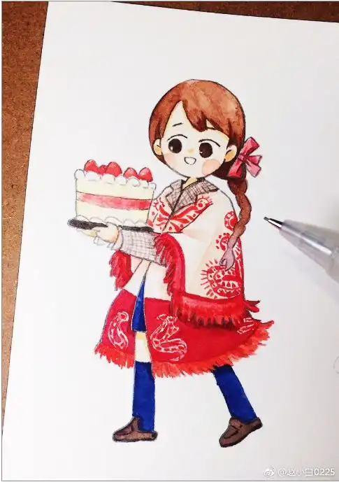 如此俏皮可爱的水彩画女孩,还是第一次见到看完也想画画了