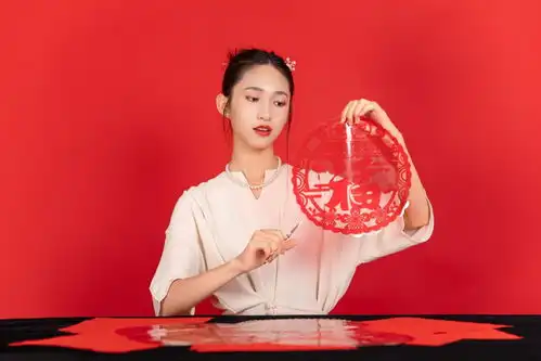 剪纸剪窗花新年龙年春节美女人物摄影图广告素材下载至来源处