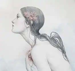 他用钢笔画的美女唯美忧伤,栩栩如生