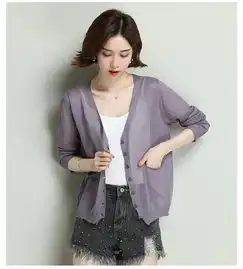韩版时尚单排扣修身长袖针织衫女春季开衫外套春装新款女装洪合