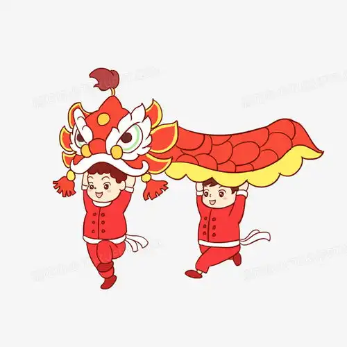 新年男孩舞狮手绘卡通元素png图片素材免费下载psd格式20002000像素熊猫办公