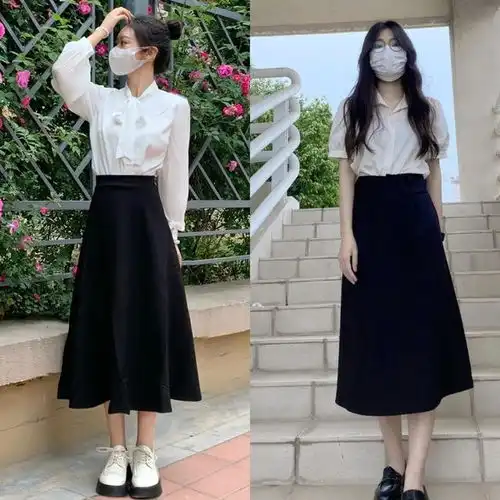 衬衫半身裙今夏王炸组合优雅还有女人味,适合小个子