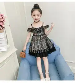 2019夏季新款女童韩版百搭童裙中大童个性路肩碎花连衣裙