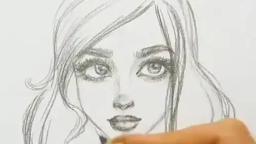 大眼睛美女,设计素描头像画法