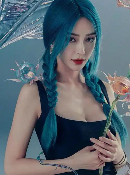 angelababy人鱼姬造型曝光,首次挑战蓝色头发,美成动漫女神