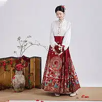 汉尚华莲汉服汉尚华莲九曜明制汉服婚服新中式红色马面裙订婚龙年汉服套装拜年多少钱