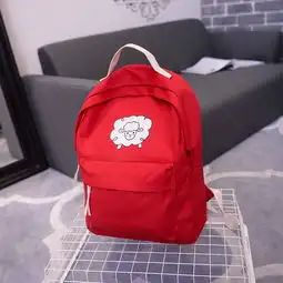 jbp时尚帆布双肩包小丸子小羊图案女书包学生薯条背包