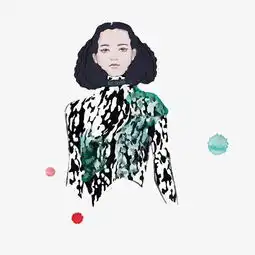 插画女郎波浪豹纹黑白绿时尚png图片素材其他格式下载动漫人物大全