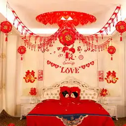 婚房拉花装饰效果图婚房拉花布置图片十大品牌网