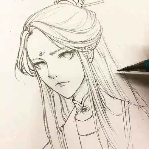 cg原画插画教程绝美仙气女生线稿临摹手绘