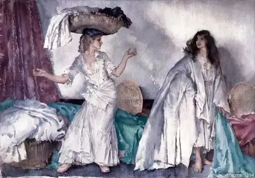 海内油画淑女海风清听