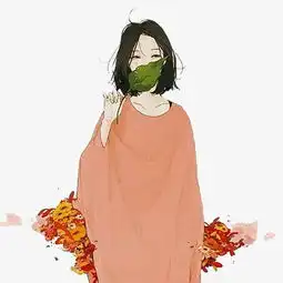拿着一片树叶的手绘美丽女孩素材图片免费下载高清png千库网图片编号6763531
