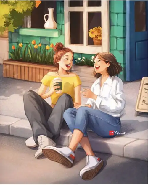 这组头像真的绝了,温暖明媚的女孩插画