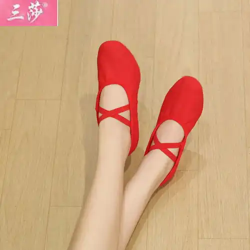 三莎芭蕾舞鞋成人女幼儿童免系带女童舞蹈鞋软底练功鞋瑜伽跳舞鞋