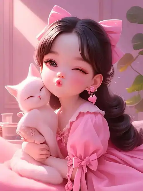 小美女抱宠物美图分享